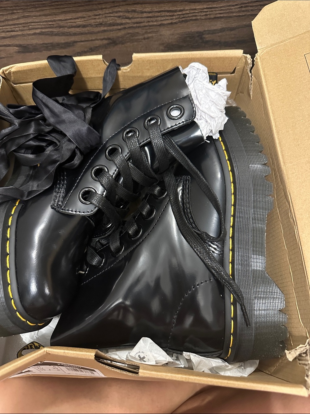 Dr. Martens Molly Leather Black Platform Lace-Up Boots - Picture 10 of 16